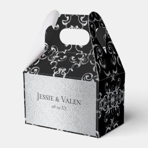 Silver & Black Swirl Gothic Wedding Favour Box