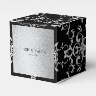 Silver & Black Swirl Gothic Wedding Favour Box