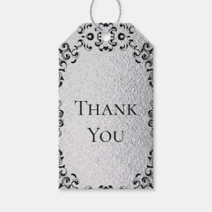 Silver & Black Swirl Gothic Wedding Gift Tags