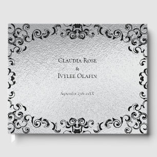 Silver & Black Swirl Gothic Wedding Guest Book