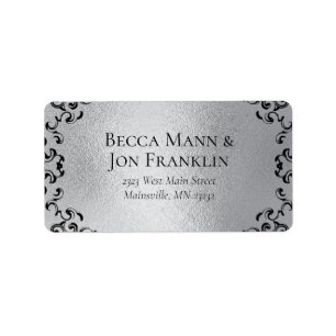 Silver & Black Swirl Gothic Wedding Label