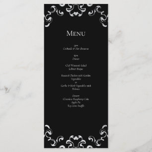 Silver & Black Swirl Gothic Wedding Menu