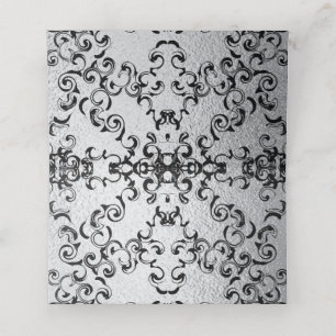 Silver & Black Swirl Gothic Wedding Place Card