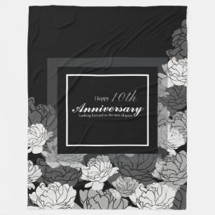 Silver, black, white 10th anniversary fleece blanket