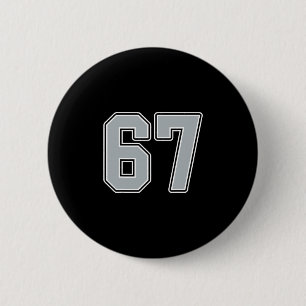 Silver Black White Number 67 Jersey Player Uniform 6 Cm Round Badge