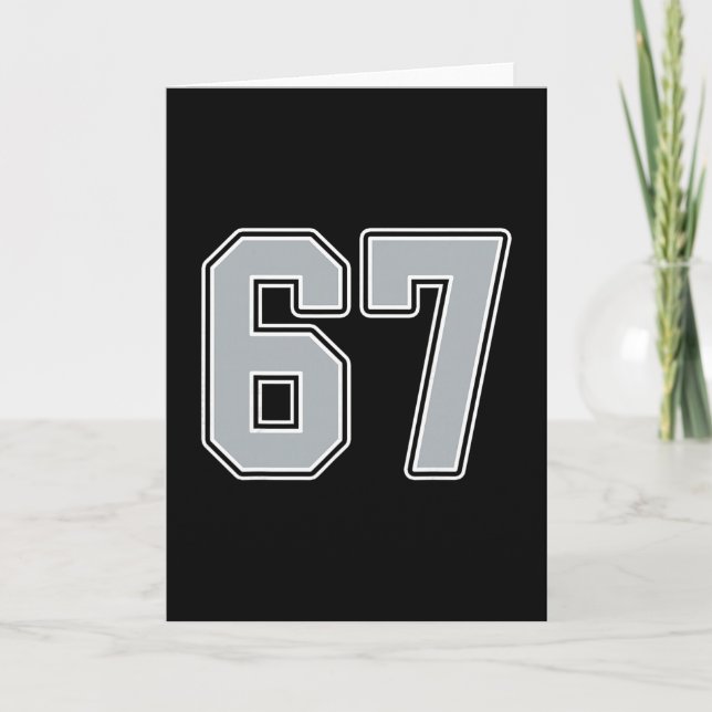Silver Black White Number 67 Jersey Player Uniform Card (Front)