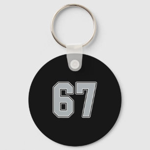 Silver Black White Number 67 Jersey Player Uniform Key Ring