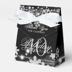 Silver Black Winter 40th Birthday Thank You Favour Box