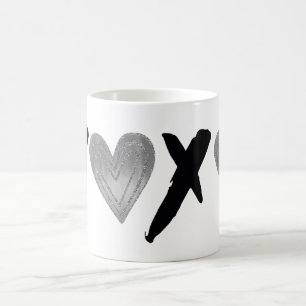 Silver Black XOXO Hearts Coffee Mug