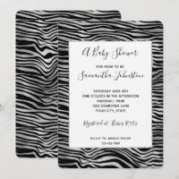 Silver Black Zebra Print Baby Shower