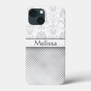 Silver Bling Effect Pattern  Personalised iPhone 13 Mini Case