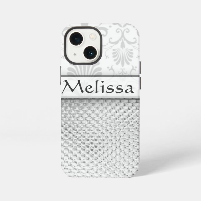 Silver Bling Effect Pattern  Personalised iPhone Case (Back)