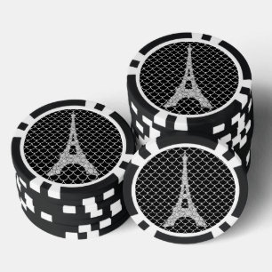 Silver Bling Eiffel Tower Poker Chips