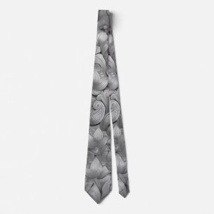 Silver Blossom Elegance Print (AI+Human) Tie
