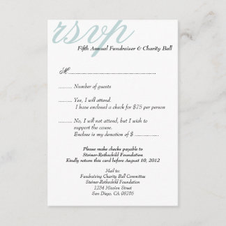 Silver blu gala formal event elegant RSVP response Invitation