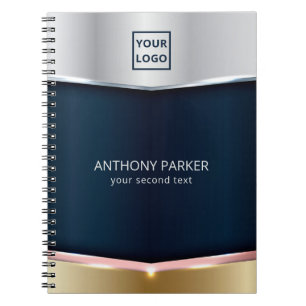 Silver Blue And Gold Metallic Background  Notebook