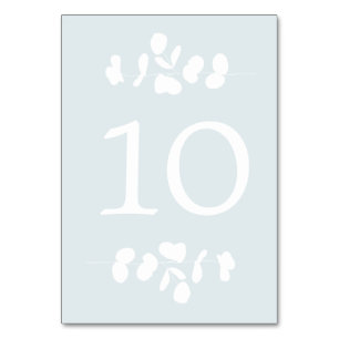 Silver Blue and White Eucalyptus Table Number