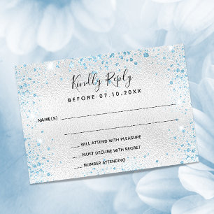 Silver blue birthday party RSVP