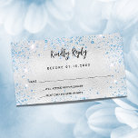 Silver blue birthday party RSVP Enclosure Card<br><div class="desc">A faux silver looking background decorated with light blue faux glitter,  sparkles.  Personalise and add your name and dates.</div>