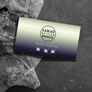 Silver Blue Black Gradient Sparkle Jewels Add Logo Business Card