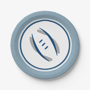 Silver Blue & Blue Football 7" Paper Plates