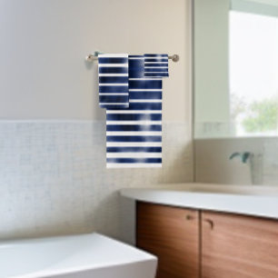 Silver & BLue Bold Stripes Bath Towel Set