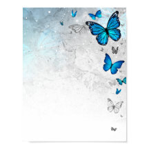 Silver Blue Butterfly Stationery Template Download