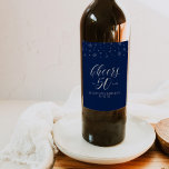 Silver Blue Cheers to 50 Years 50th Birthday Party Wine Label<br><div class="desc">This modern bottle label is perfect for a chic navy and silver 50th birthday party. The design features silver typography " Cheers to 50 years " and sparkle graphics. You can personalise the text and background colour. Matching invitations and party supplies are available at my shop BaraBomDesign. If you need...</div>