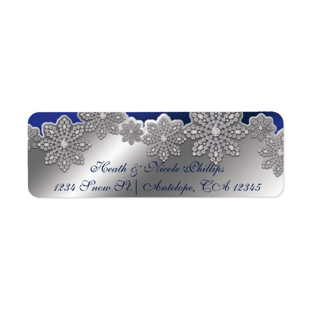 Silver & Blue Crystal Snowflake Winter Labels (Front)