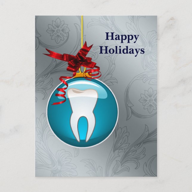 silver blue Dentist Holiday Cards (Front)