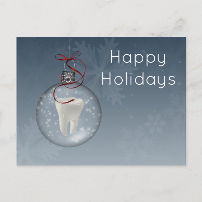 silver blue Dentist Holiday Cards (Front)