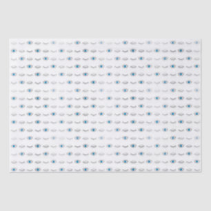 Silver Blue Evil Eye Eyelashes Nazar Mati Pattern  Tissue Paper