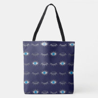 Silver Blue Evil Eye Eyelashes Nazar Mati Pattern