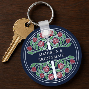 Silver Blue Floral Bridesmaid Royal Wedding Gift Key Ring