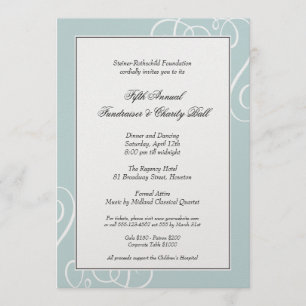 Silver blue frame enchanted swirl gala formal invitation