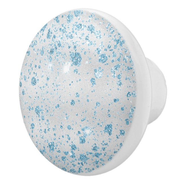 Silver blue glitter elegant ceramic knob (Right)