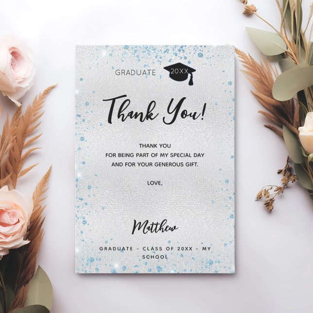 Silver blue glitter thank you card (Creator Uploaded)