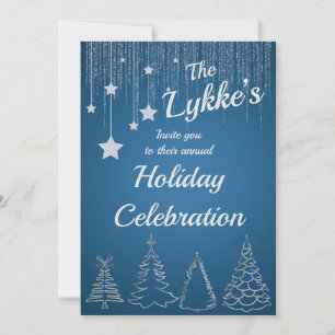 Silver & Blue Holiday  Invitation