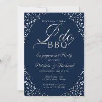 Silver Blue I DO BBQ Engagement Party Invitation