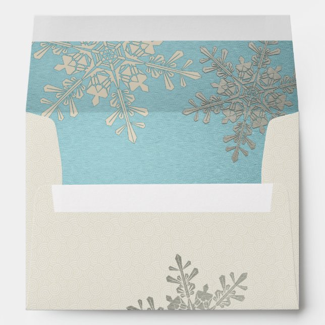 Silver Blue Ivory Snowflake Winter Wedding A7 Envelopes (Back (Bottom))