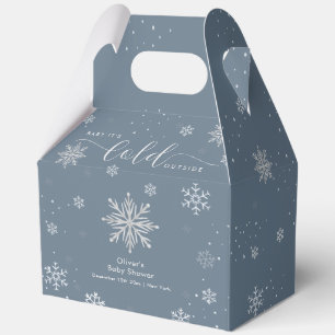 Silver Blue Magical Winter Snowflake Baby Shower  Favour Box