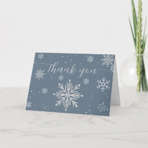 Silver Blue Magical Winter Snowflake Baby Shower Thank You Card