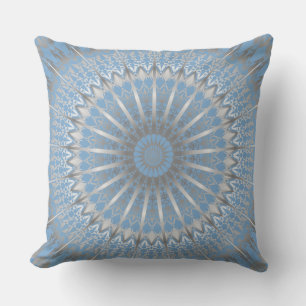Silver Blue Mandala Outdoor Cushion