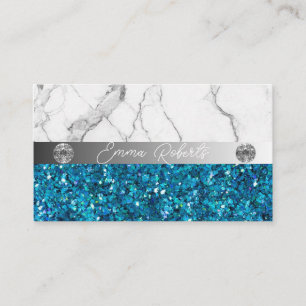 Silver Blue Marble Diamond Coach Business Card