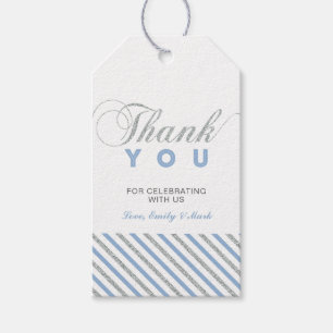 Silver & Blue   Modern Party Favour Thank You Tags