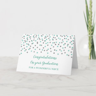 Silver Blue Niece Congratulations Graduation Card