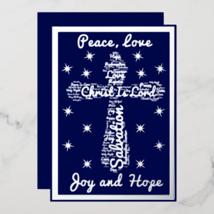 Silver Blue Peace Love Joy Hope Cross Christmas