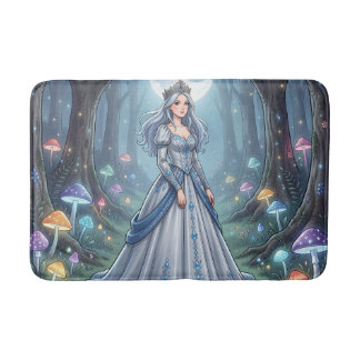 Silver blue princess in the forest bath mat