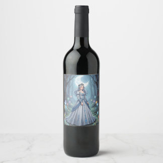 Silver blue princess in the forest wine label