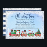 Silver Blue Santa Claus Christmas Kids Birthday Invitation<br><div class="desc">Silver Blue Santa Claus Christmas Kids Birthday Invitation</div>